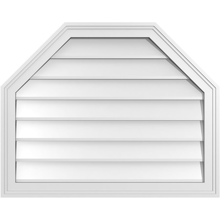 Ekena Millwork Octagonal Top Surface Mount PVC Gable Vent w/ 2"W x 1-1/2"P Brickmould Frame, 30"W x 24"H GVPOT30X2402SN
